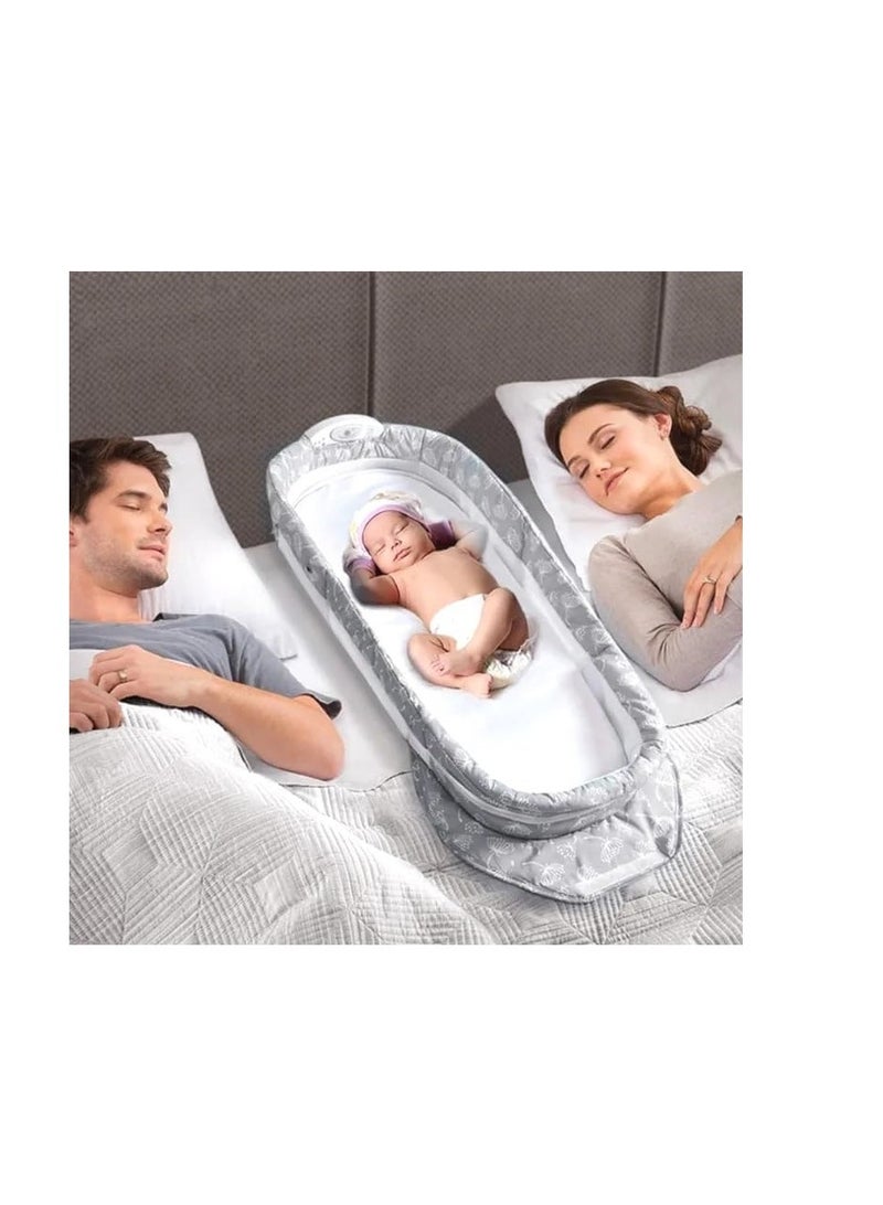 Portable Baby Crib Bed Grey