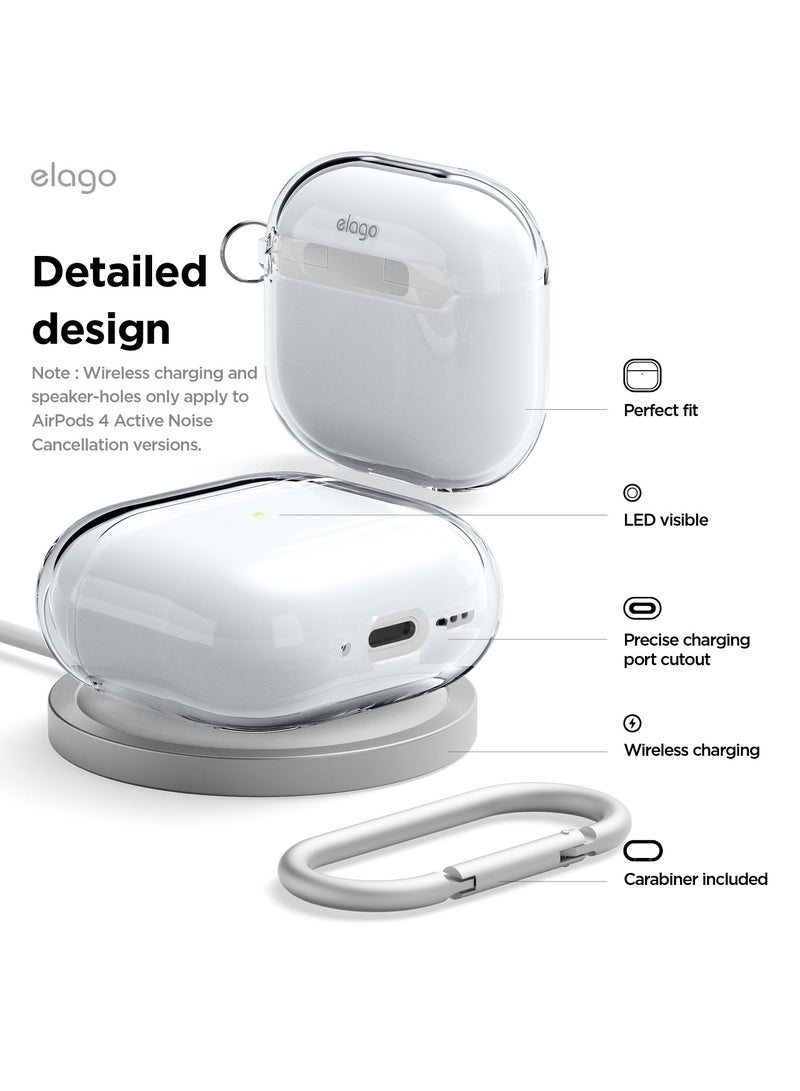 Clear Hang compatible with AirPods 4 case cover (2024) with Carabiner - Transparent