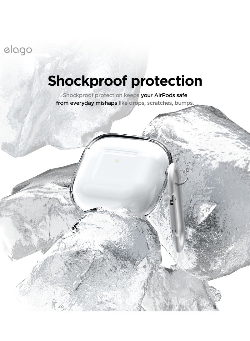 Clear Hang compatible with AirPods 4 case cover (2024) with Carabiner - Transparent