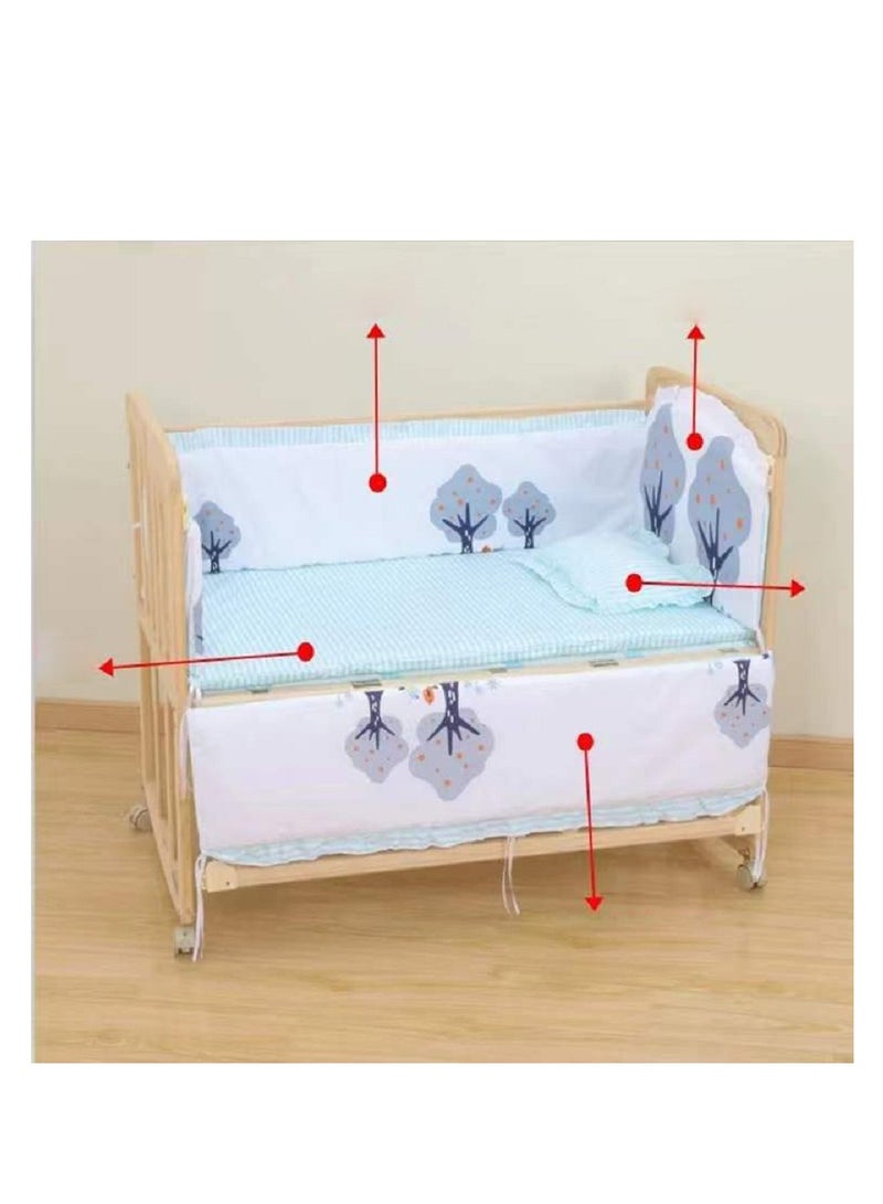 6pcs Set Forest Printed Removable Washable Crib Bumper For Newborn Pure Cotton Bed Protector