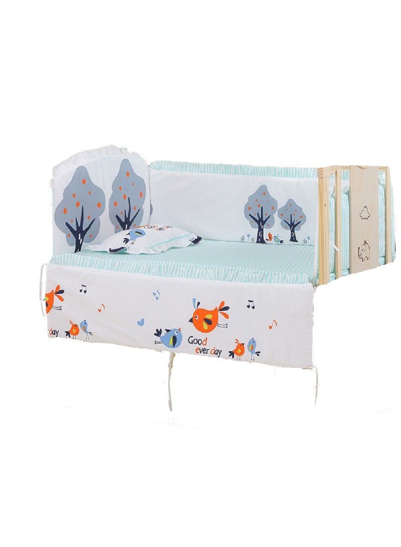 6pcs Set Forest Printed Removable Washable Crib Bumper For Newborn Pure Cotton Bed Protector