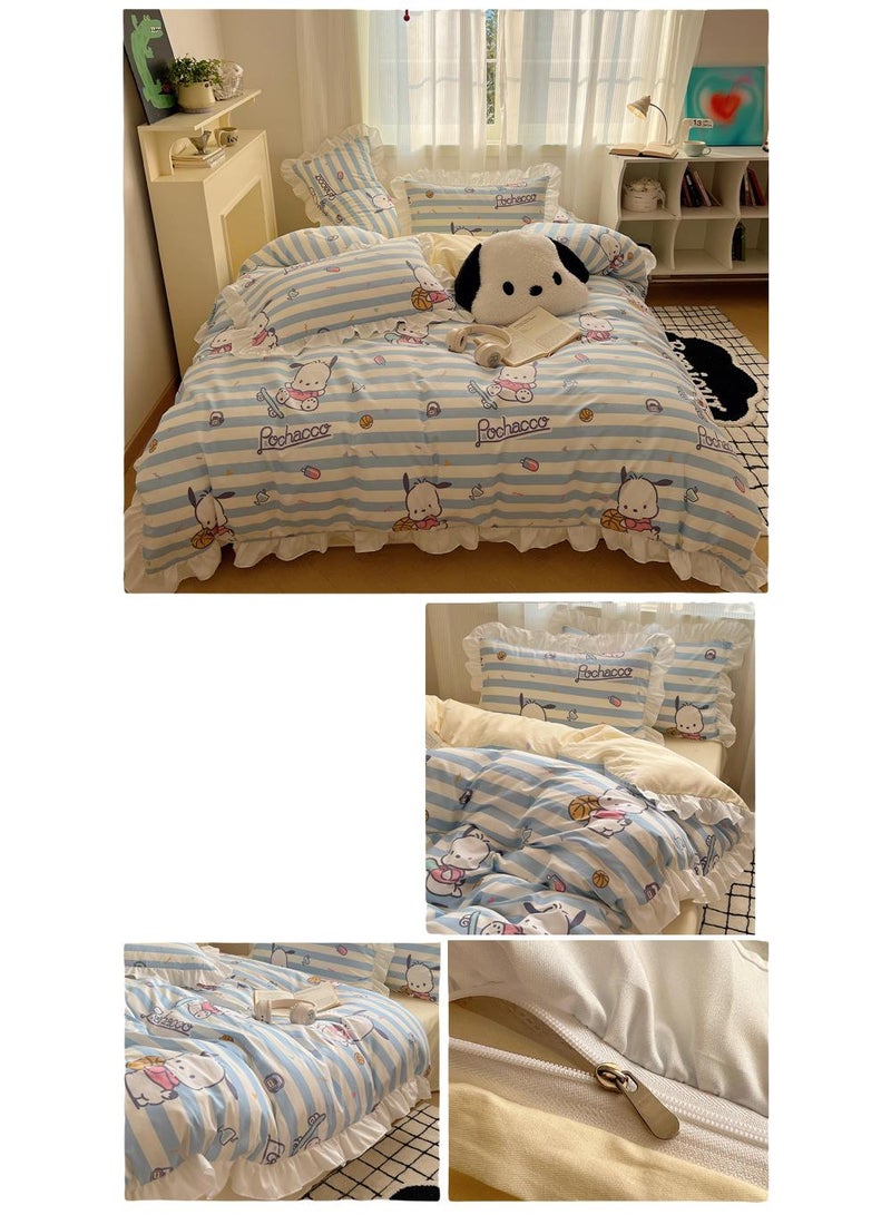 4-Piece Pochacco Cotton Comfortable Set Bed Sheet Set Children'S Day Gift Birthday Gift 200X230cm