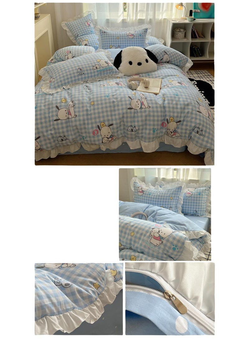 4-Piece Pochacco Cotton Comfortable Set Bed Sheet Set Children'S Day Gift Birthday Gift 200X230cm