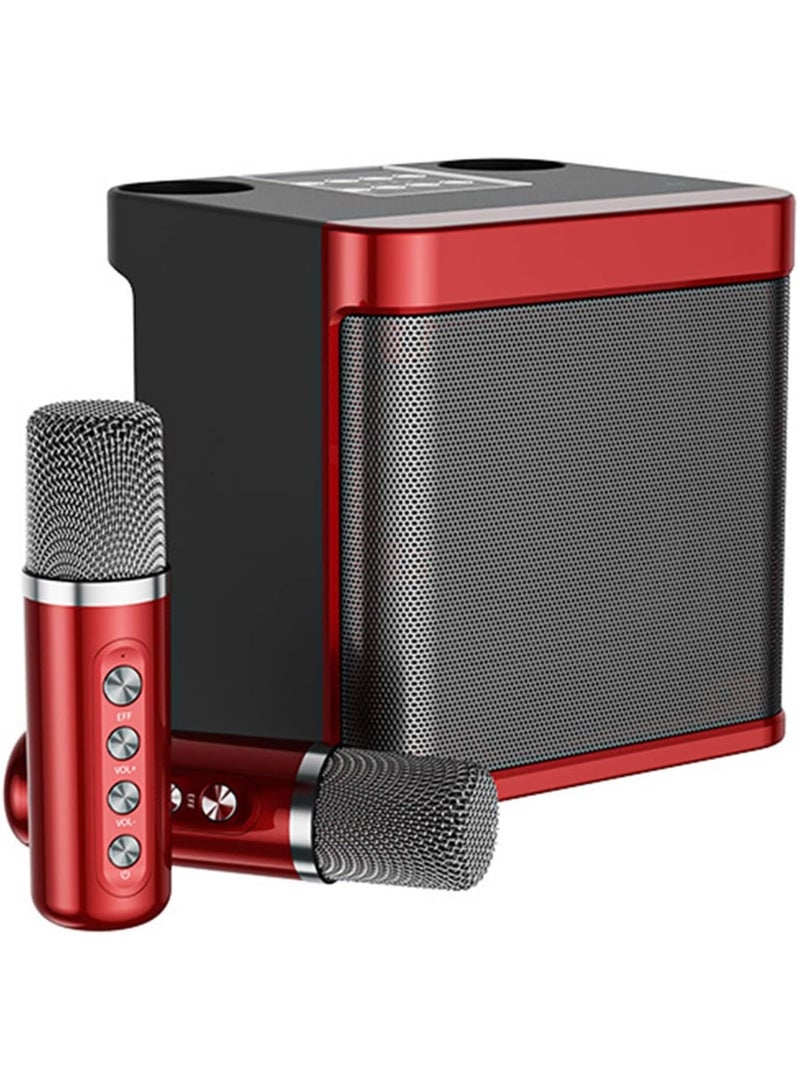 Set Bluetooth Speaker with Microphone 5.0 USB Charging Wireless Speakers with Bluetooth Surround Sound Portable Speaker for Smart TV Microphone with Speaker for Singing Red