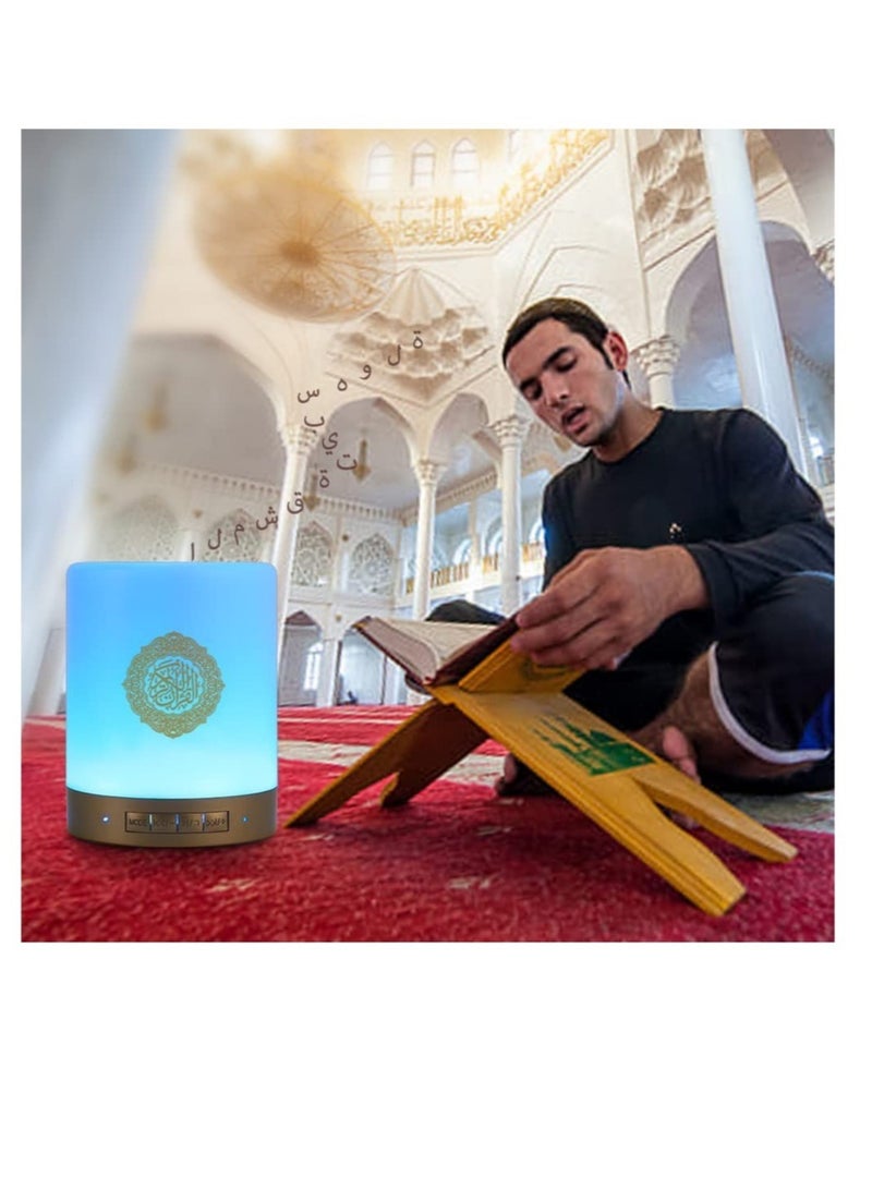 SQ-112 Quran Speaker Touch Lamp, 4 in 1 Bluetooth Speaker with 7 Colors LED Light, Quran Recitations and Song, FM Broadcast, Remote & Touch Control Quran Speaker Lamp