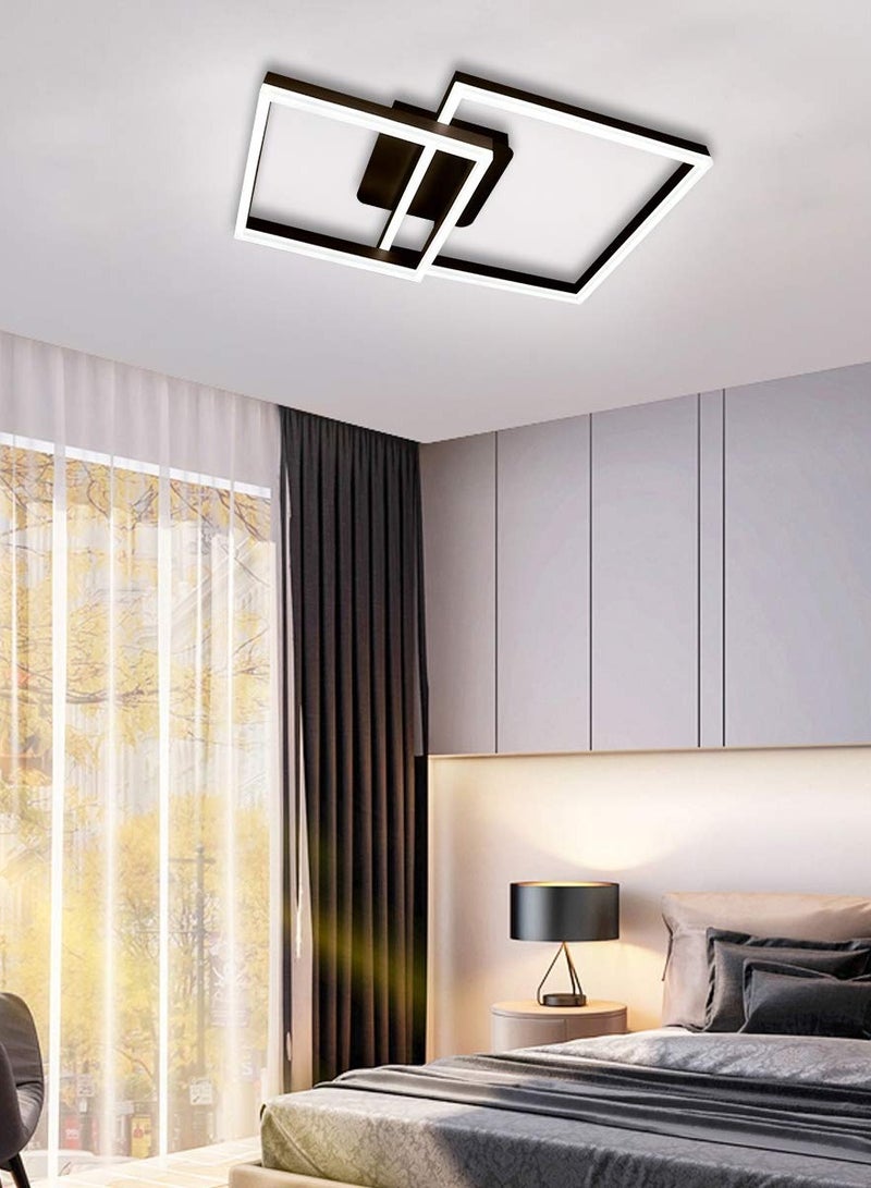 56W LED Ceiling Light,2 Squares Flush Mount Ceiling Lights,Modern Acrylic Surface Mount Chandelier for Bedroom Living Room Dining Room,6000K