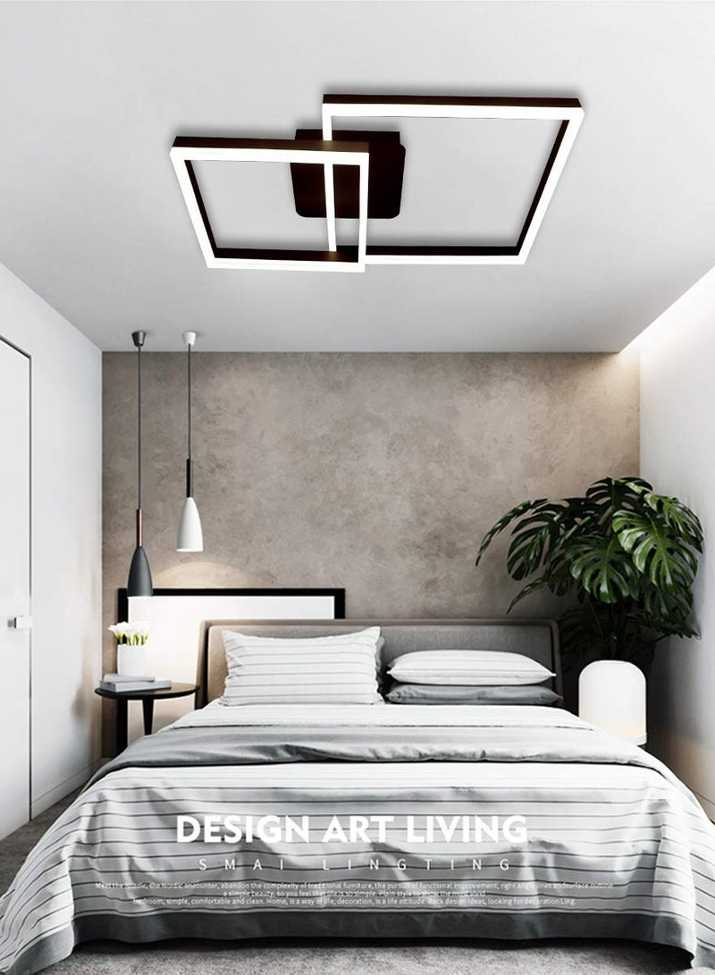 56W LED Ceiling Light,2 Squares Flush Mount Ceiling Lights,Modern Acrylic Surface Mount Chandelier for Bedroom Living Room Dining Room,6000K