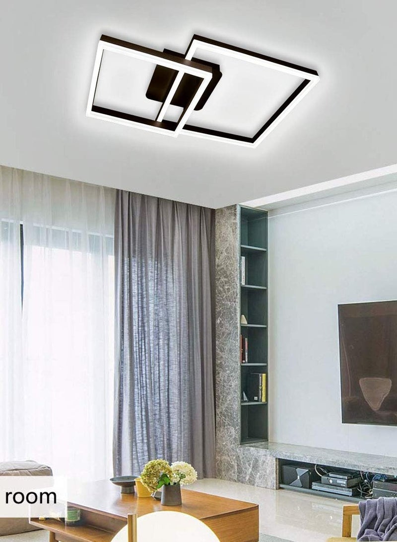 56W LED Ceiling Light,2 Squares Flush Mount Ceiling Lights,Modern Acrylic Surface Mount Chandelier for Bedroom Living Room Dining Room,6000K