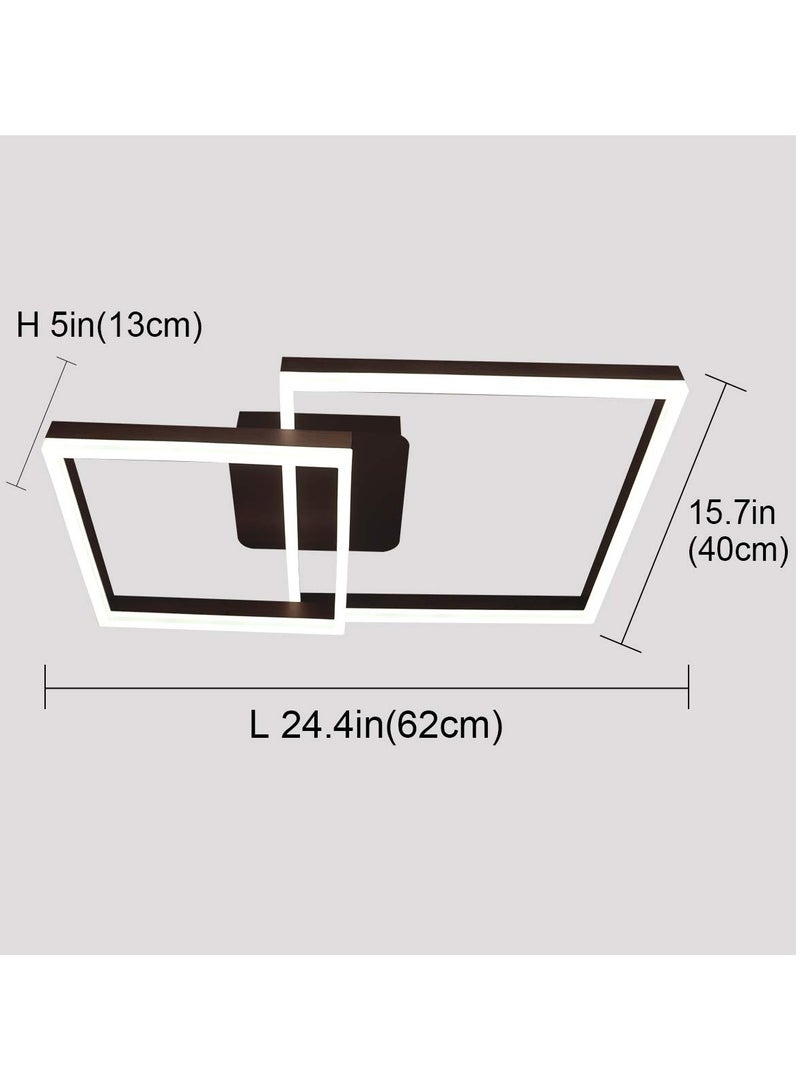 56W LED Ceiling Light,2 Squares Flush Mount Ceiling Lights,Modern Acrylic Surface Mount Chandelier for Bedroom Living Room Dining Room,6000K