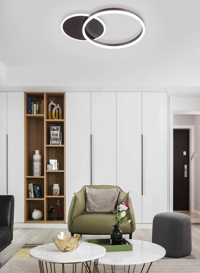 Flush Mount Ceiling Light,37W 2 Rings Modern LED Ceiling Light Fixture,6500K White Light Metal Acrylic Ceiling Lamp for Living Room Bedroom Study