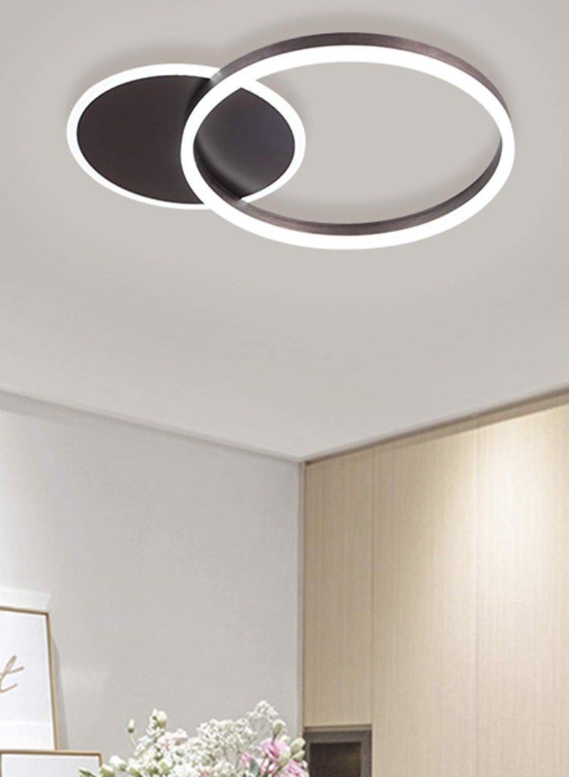 Flush Mount Ceiling Light,37W 2 Rings Modern LED Ceiling Light Fixture,6500K White Light Metal Acrylic Ceiling Lamp for Living Room Bedroom Study