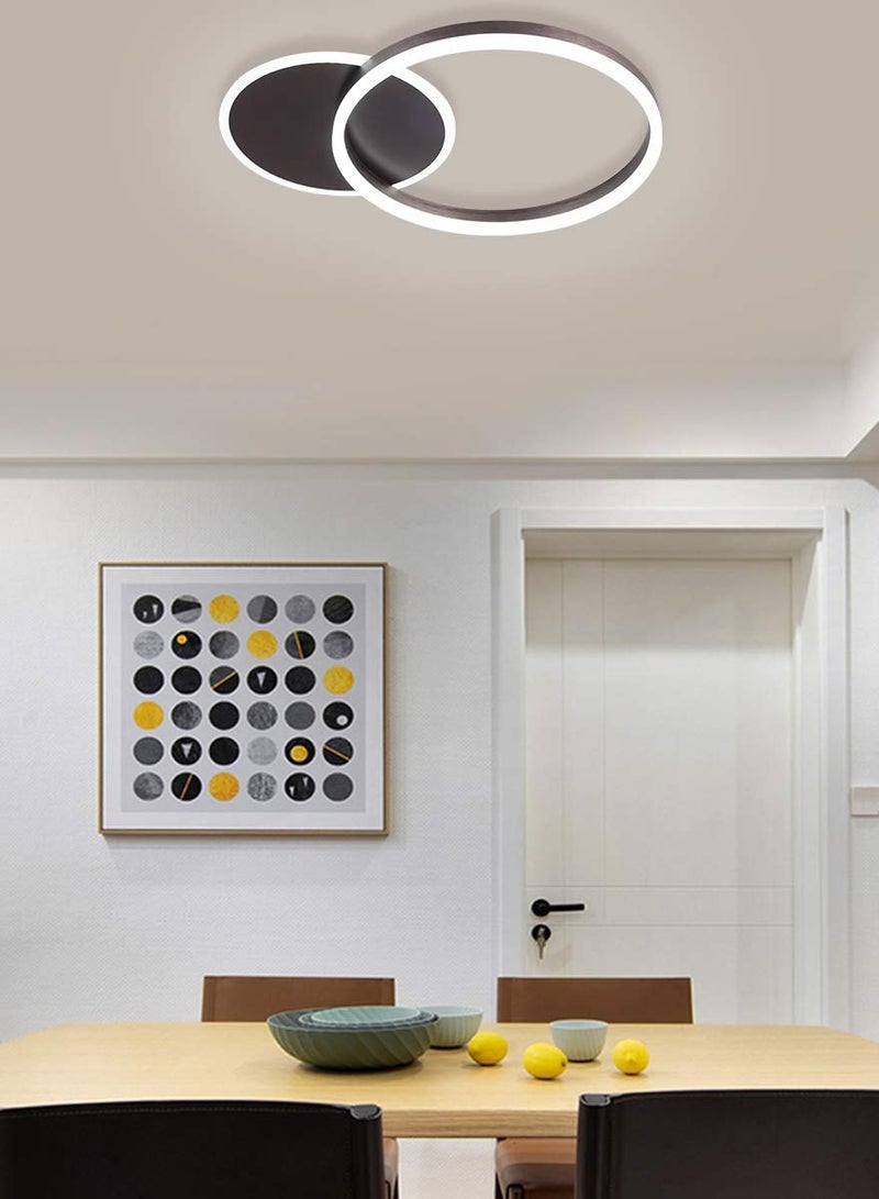 Flush Mount Ceiling Light,37W 2 Rings Modern LED Ceiling Light Fixture,6500K White Light Metal Acrylic Ceiling Lamp for Living Room Bedroom Study