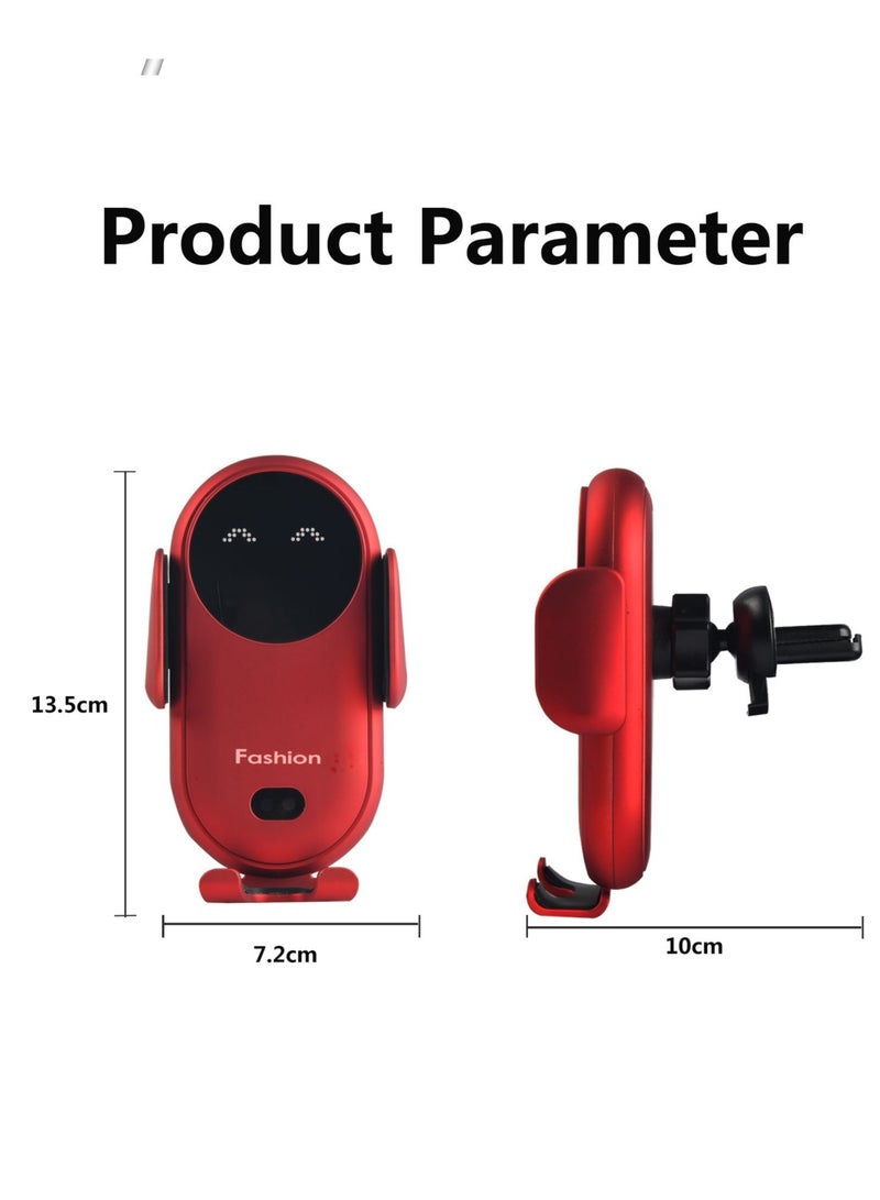 S11 Smart Infrared Automatic Induction Mobile Phone Holder Car Mobile Phone Charging Case Wireless Charger Car Holder Charger- Red