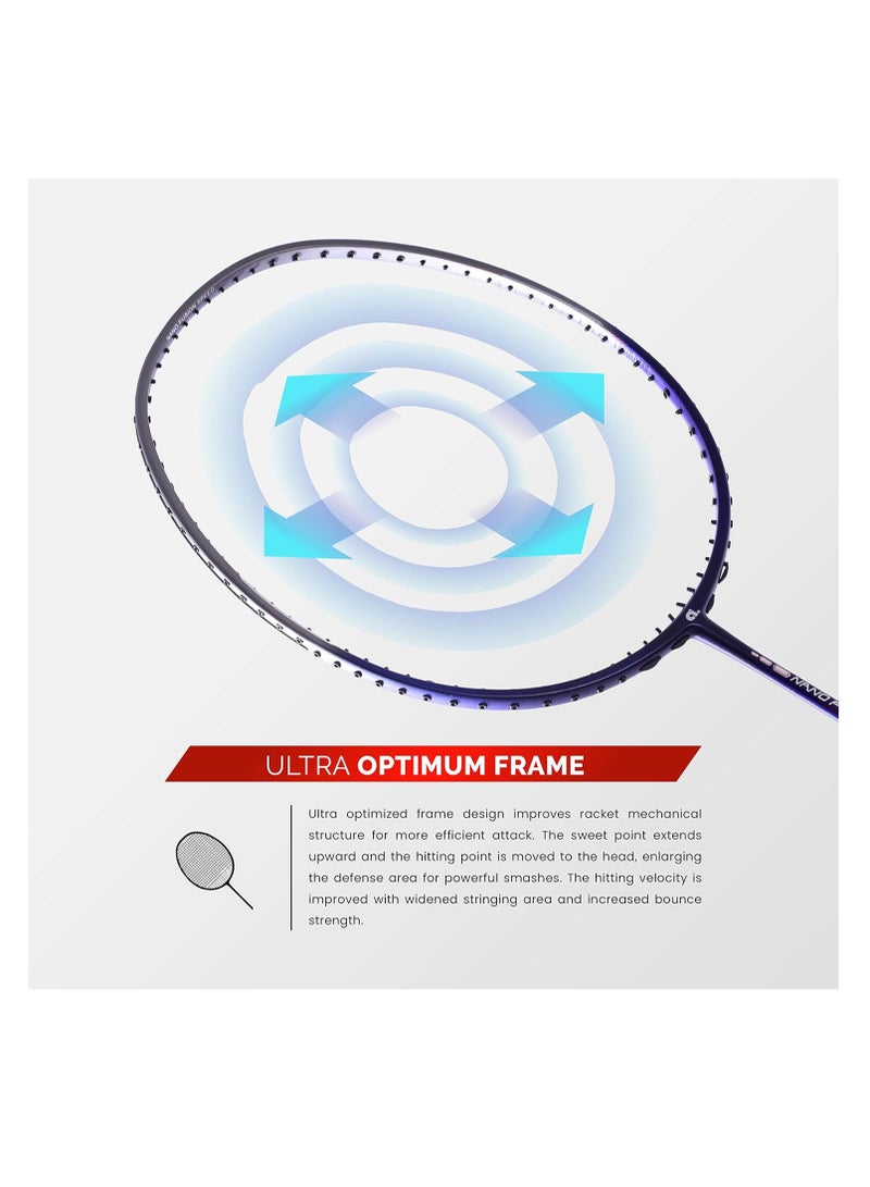 Nano Fusion Speed 722 Graphite Unstrung Badminton Racket with Full Racket Cover | For Intermediate Players | 76 grams | Maximum String Tension - 30lbs