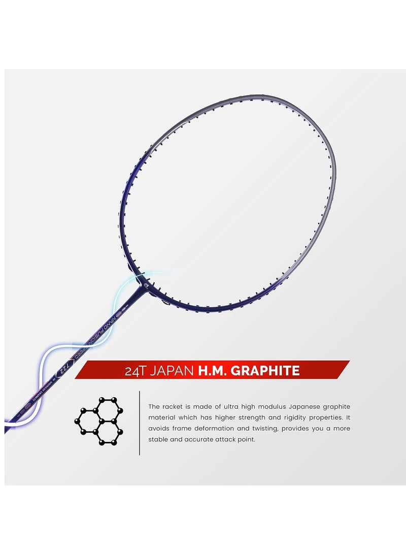 Nano Fusion Speed 722 Graphite Unstrung Badminton Racket with Full Racket Cover | For Intermediate Players | 76 grams | Maximum String Tension - 30lbs