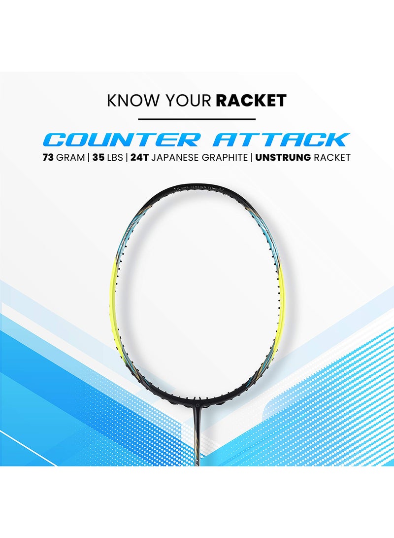 Counter Attack Unstrung Badminton Racquet | Lightweight & Durable | Includes Full Cover for Protection