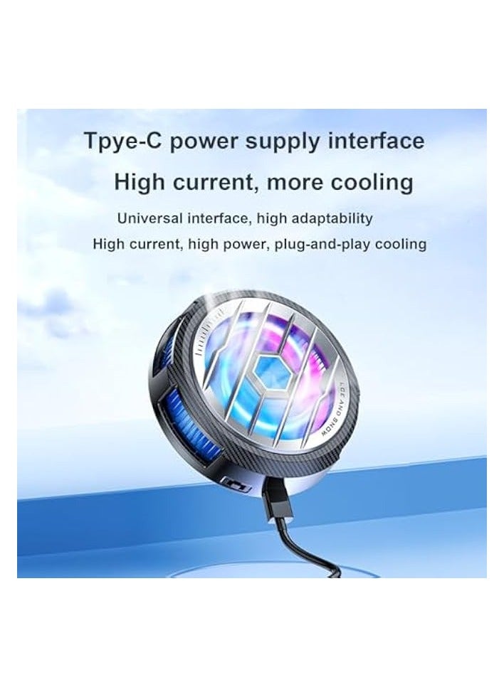 Magnetic Cooler Fan - Portable Cell Cooler with USB Semiconductor Heatsink Compatible with Tablet Cooling Fan for Gaming Working Live Streaming (Black)