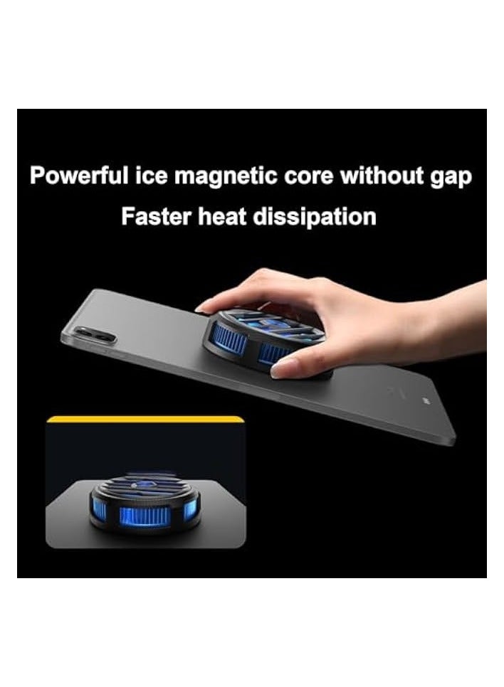 Magnetic Cooler Fan - Portable Cell Cooler with USB Semiconductor Heatsink Compatible with Tablet Cooling Fan for Gaming Working Live Streaming (Black)