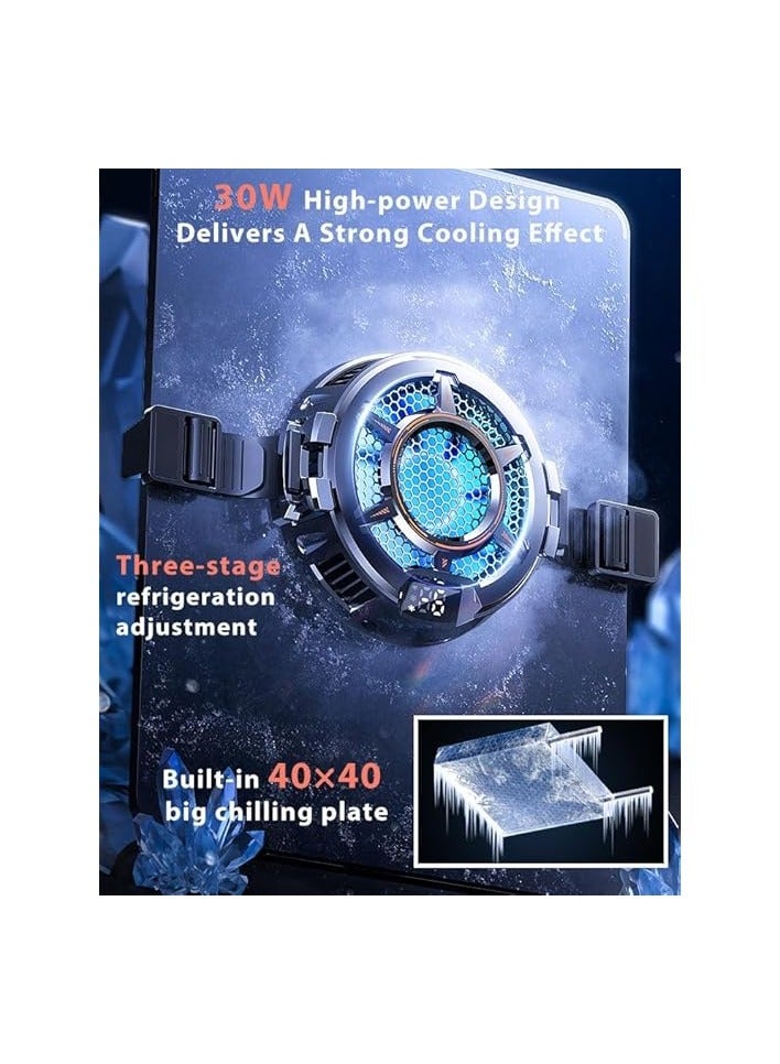 iPad Cooler, Magnetic Tablet Cooler for ipad/Surface pro/Galaxy Tab/Steam Deck, Mag-sa-fe Compatible, Ipad Cooling Fan with Temperature Display for Mobile Gaming, Tiktok Live Streaming (Black)