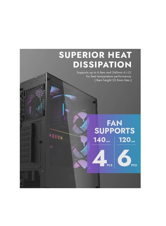 Darkflash DK352 Mesh ATX/MATX/ITX Gaming PC Case With Pre-Installed 4 * 120MM ARGB Fans, Transparent Glass Panel, USB 3.0, Support 360mm Radiator