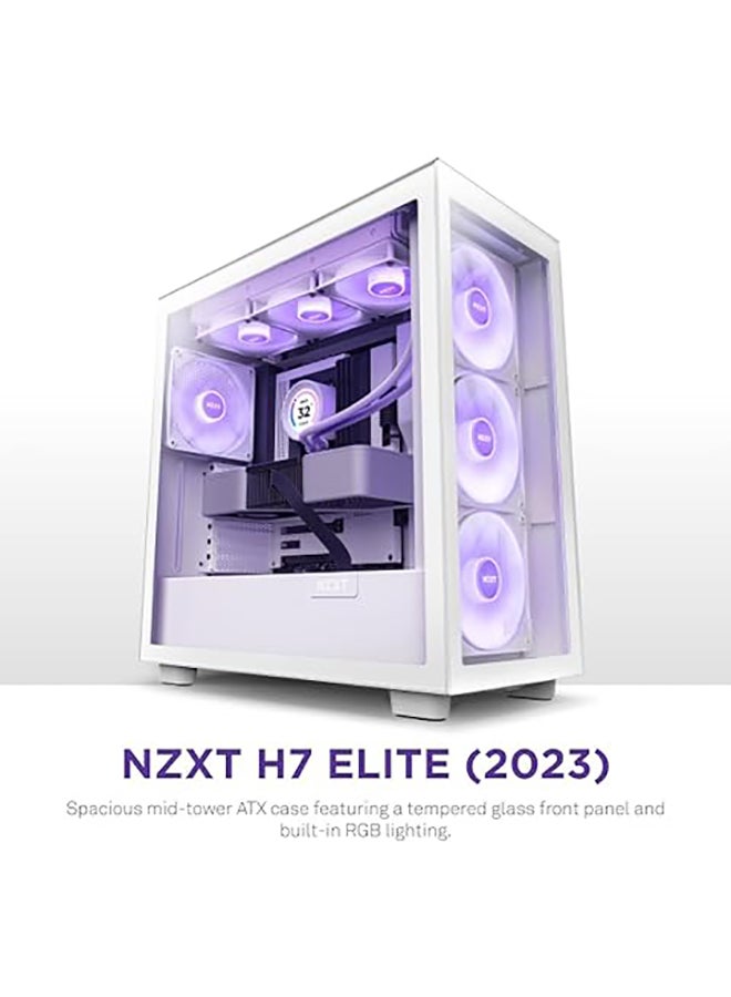 H7 Elite - CM-H71EW-02 - ATX Mid Tower PC Gaming Case - Front I/O USB Type-C Port - Quick-Release Tempered Glass Side Panel - White (2023)