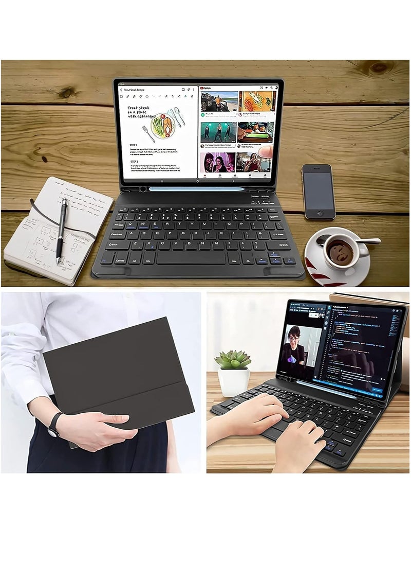 Keyboard Case Compatible with Samsung Galaxy Tab A8 10.5 Inch 2022 & Built-in S Pen Holder - Slim Smart Cover with Detachable Bluetooth Keyboard and Mouse