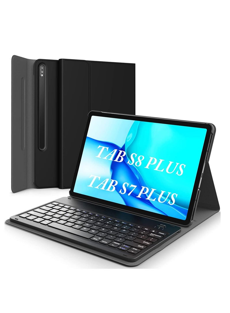 Galaxy Tab S8 Plus/ S7 Plus Keyboard Case, Wireless Detachable