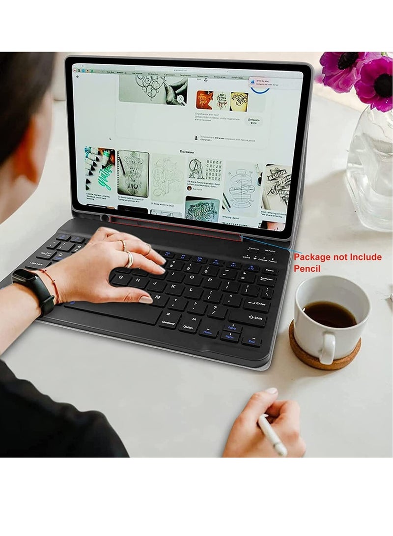 Keyboard Case for Samsung Galaxy Tab S6 Lite 10.4'' (SM-P610/P615/P613/P619,2020/2022), Lachesis Business Leather Folio Cover with Detachable Magnetically Bluetooth Keyboard with S-Pen Holder, Black