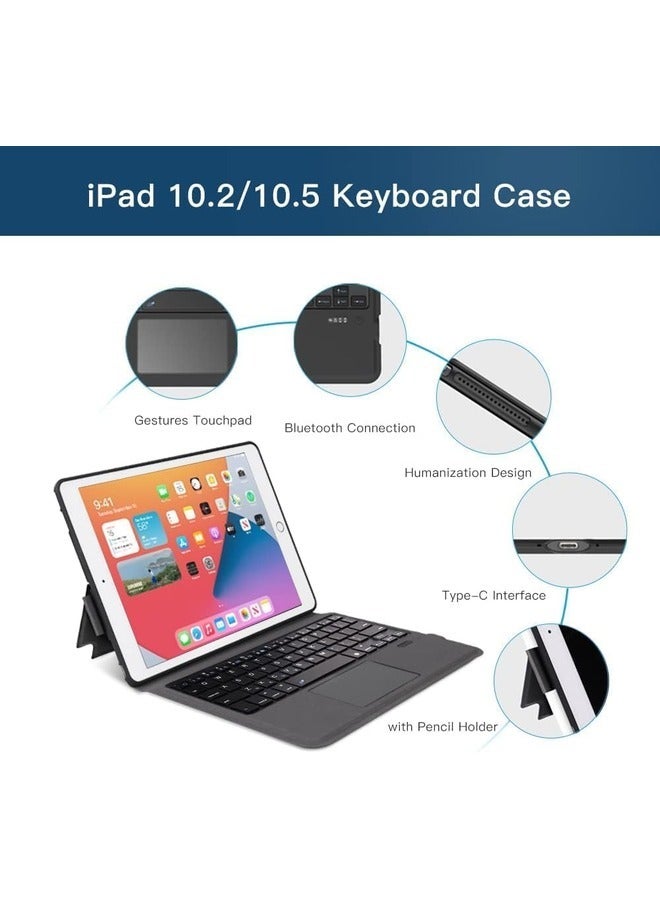 10.2/10.5 Inch iPad Keyboard Case with Trackpad: Compatible with iPad 8th/7th Gen (2020/2019), iPad Air 3 (2019), and iPad Pro 10.5