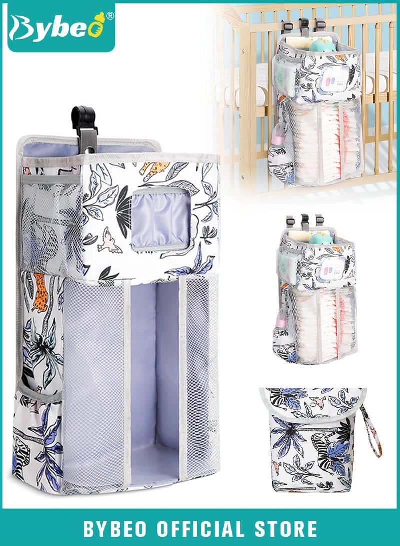 2 PCS Hanging Baby Diaper Caddy Organizer with A Diaper Storage Bag, Diaper Stacker, Hanging Diaper Organizer for Changing Table and Crib, Diaper Changing Station Organizer Storage for Baby Stuff