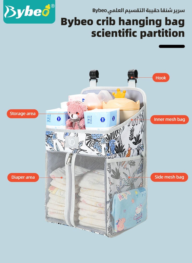 2 PCS Hanging Baby Diaper Caddy Organizer with A Diaper Storage Bag, Diaper Stacker, Hanging Diaper Organizer for Changing Table and Crib, Diaper Changing Station Organizer Storage for Baby Stuff