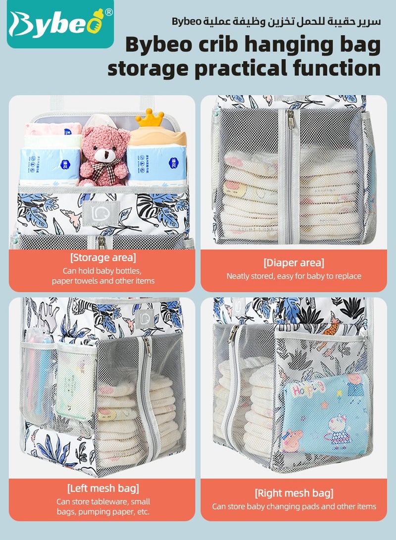 2 PCS Hanging Baby Diaper Caddy Organizer with A Diaper Storage Bag, Diaper Stacker, Hanging Diaper Organizer for Changing Table and Crib, Diaper Changing Station Organizer Storage for Baby Stuff