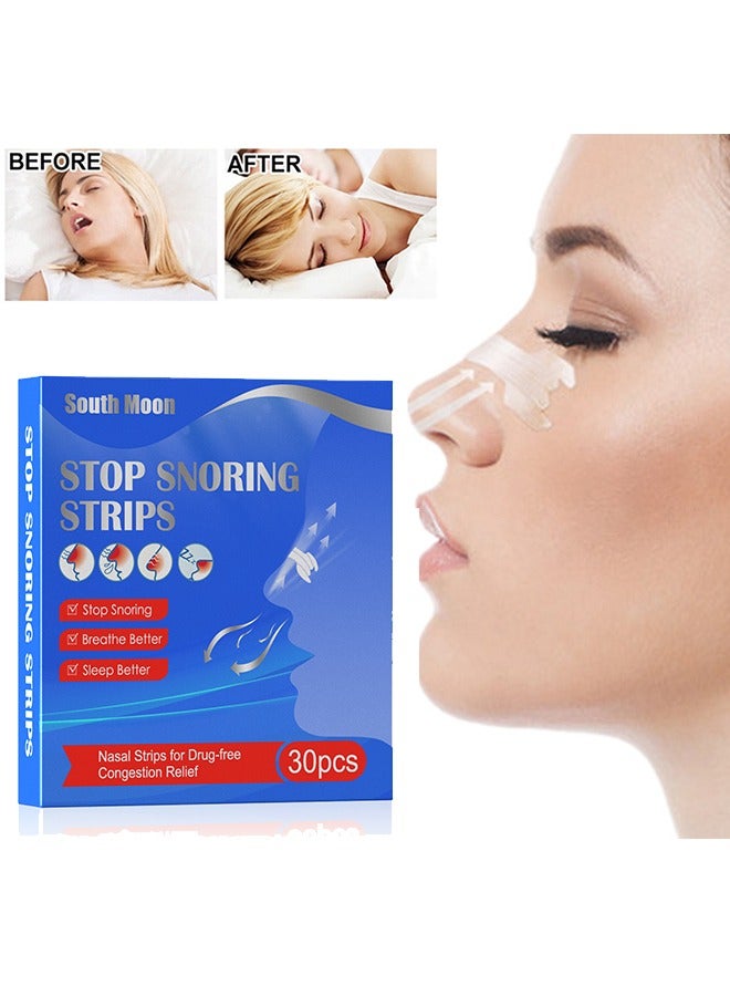 Stop Snoring Strips 30PCS,Nasal Strips for Congestiong Relief,Sleepright Breathing,Snoring Solution and Instant Relief for Nasal Congestion Caused By Colds and Allergies