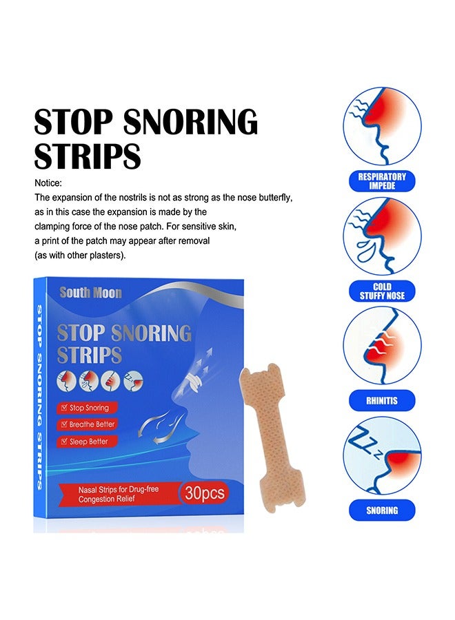 Stop Snoring Strips 30PCS,Nasal Strips for Congestiong Relief,Sleepright Breathing,Snoring Solution and Instant Relief for Nasal Congestion Caused By Colds and Allergies