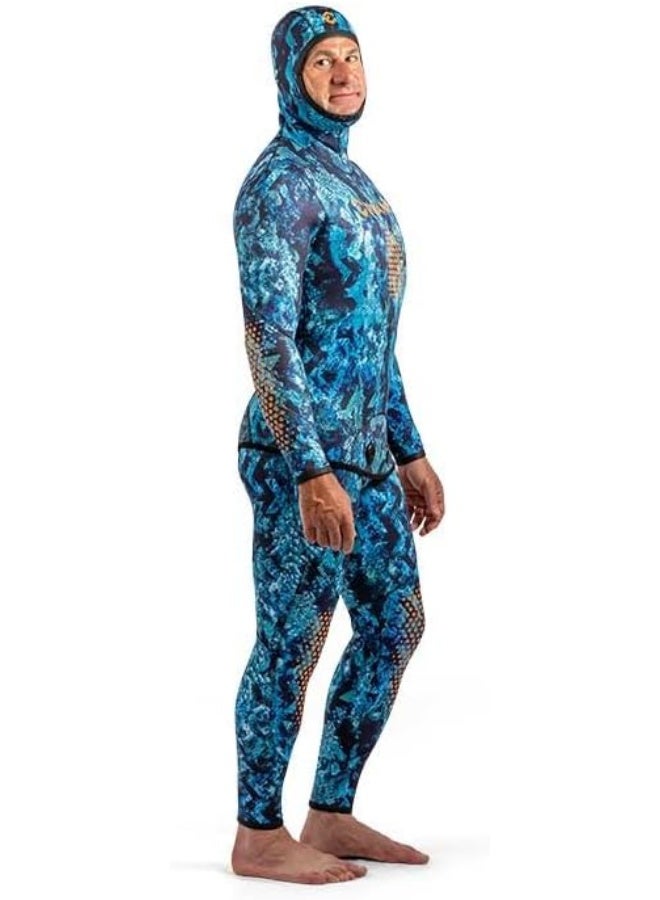 DYNAMIC NORD SFS-3 FREE DIVE SUIT 3MM HOODED JACKET + PANT CAMO/BLUE