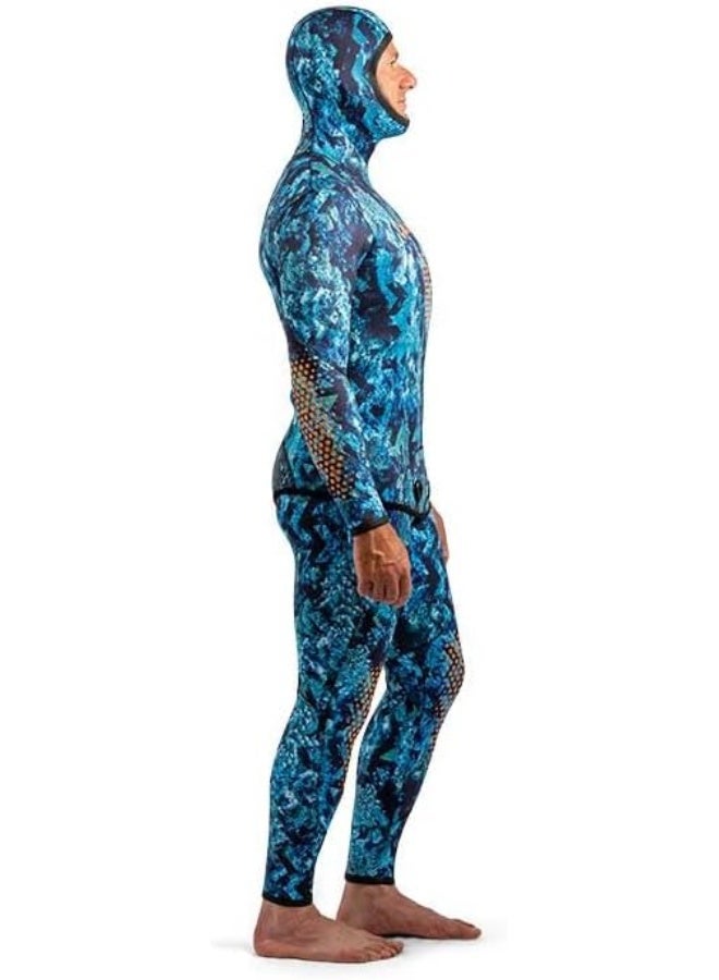 DYNAMIC NORD SFS-3 FREE DIVE SUIT 3MM HOODED JACKET + PANT CAMO/BLUE