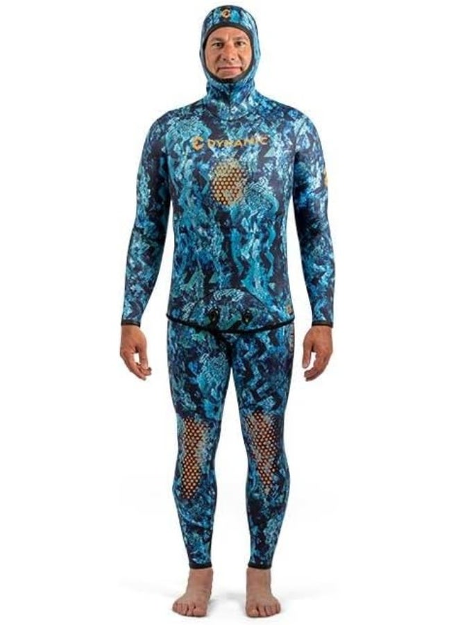 DYNAMIC NORD SFS-3 FREE DIVE SUIT 3MM HOODED JACKET + PANT CAMO/BLUE