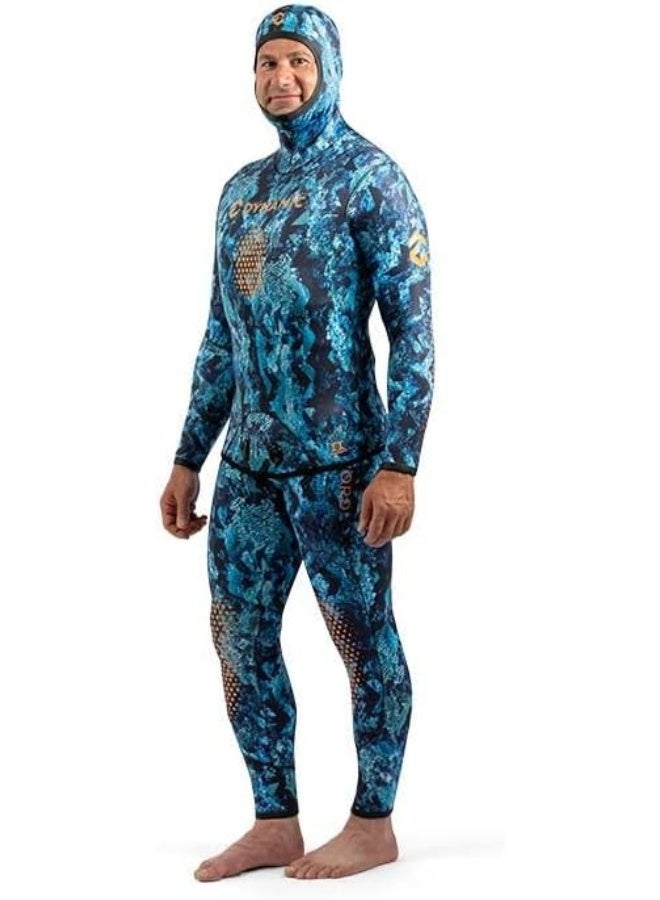 DYNAMIC NORD SFS-3 FREE DIVE SUIT 3MM HOODED JACKET + PANT CAMO/BLUE