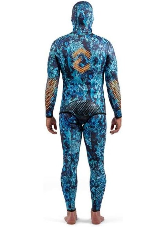 DYNAMIC NORD SFS-3 FREE DIVE SUIT 3MM HOODED JACKET + PANT CAMO/BLUE