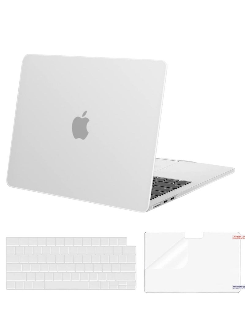 New MacBook Air 13.6 inch Case 2022 M2 A2681 Plastic Hard Shell Case & Keyboard Skin & Screen Protector White