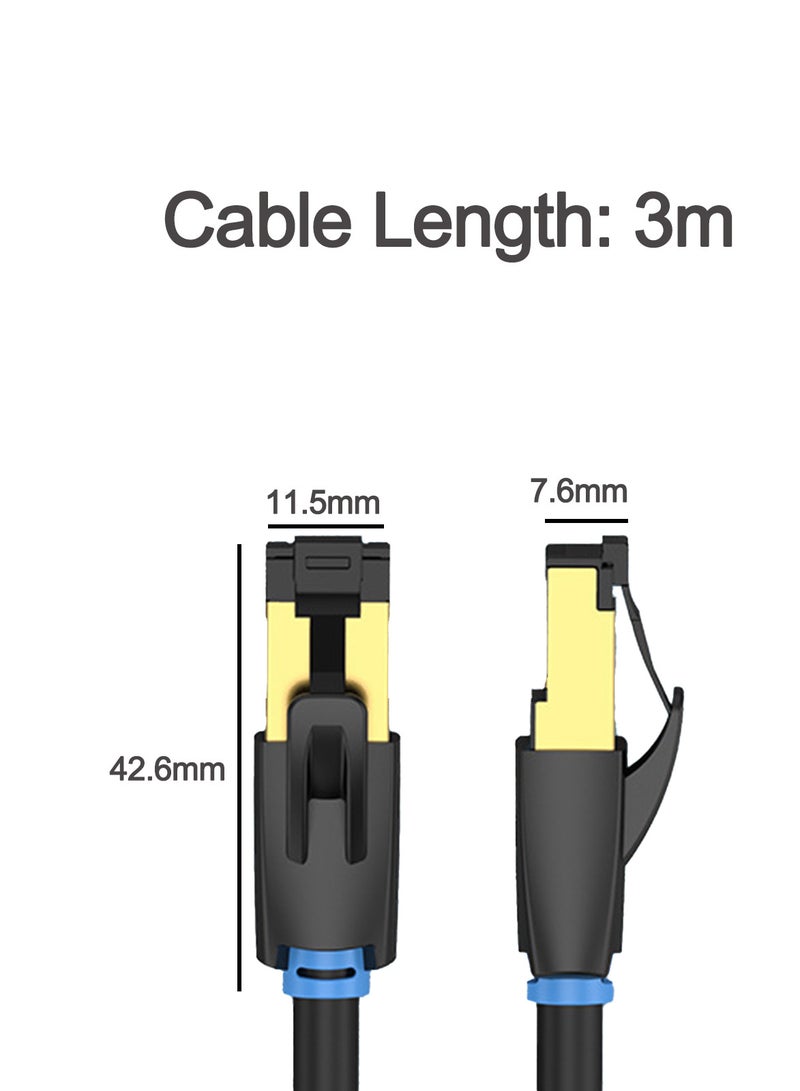 CAT8 Fast Transmission Patch Cable，Black，3 Meters