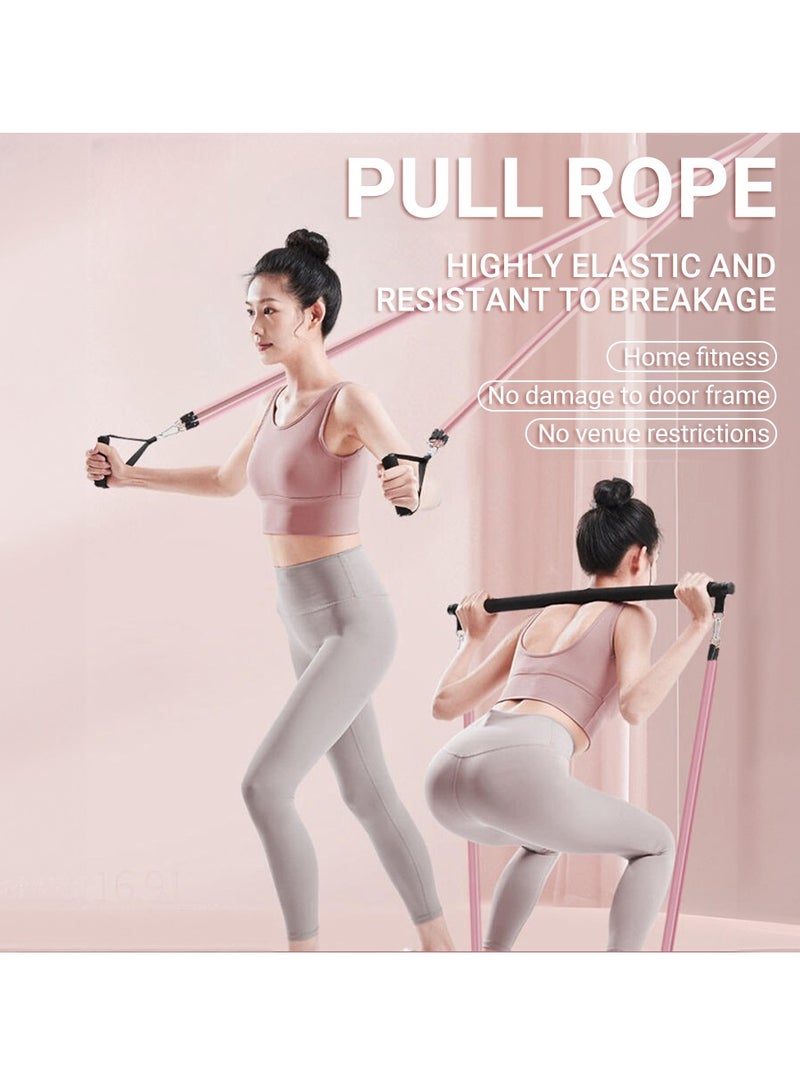 Elastic Pull Rope for Women and Men, Multifunctional Yoga Puller, Resistance Band, Natural Latex, Fitness Equipment, Slimming Stretch Fitness Home Abdominal Stretcher Training Pilates Stick Set Of 15 Pieces