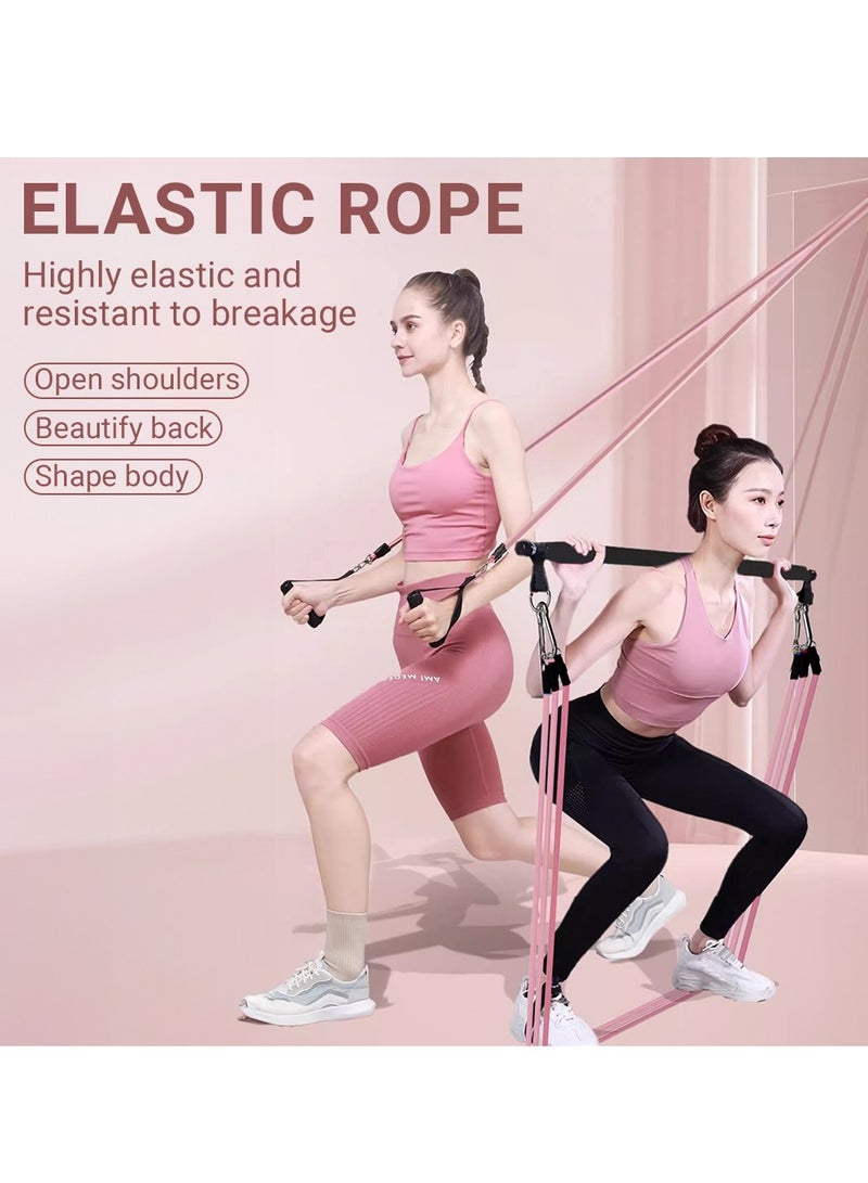 Elastic Pull Rope for Women and Men, Multifunctional Yoga Puller, Resistance Band, Natural Latex, Fitness Equipment, Slimming Stretch Fitness Home Abdominal Stretcher Training Pilates Stick Set Of 15 Pieces