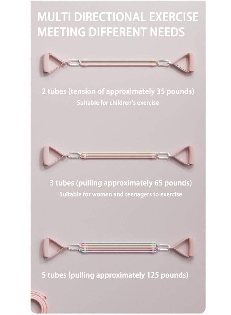 Elastic Pull Rope for Women and Men Multifunctional Fitness Pull Rope Home Abdominal Stretcher Training Pilates Stick Set Of 15 Pieces