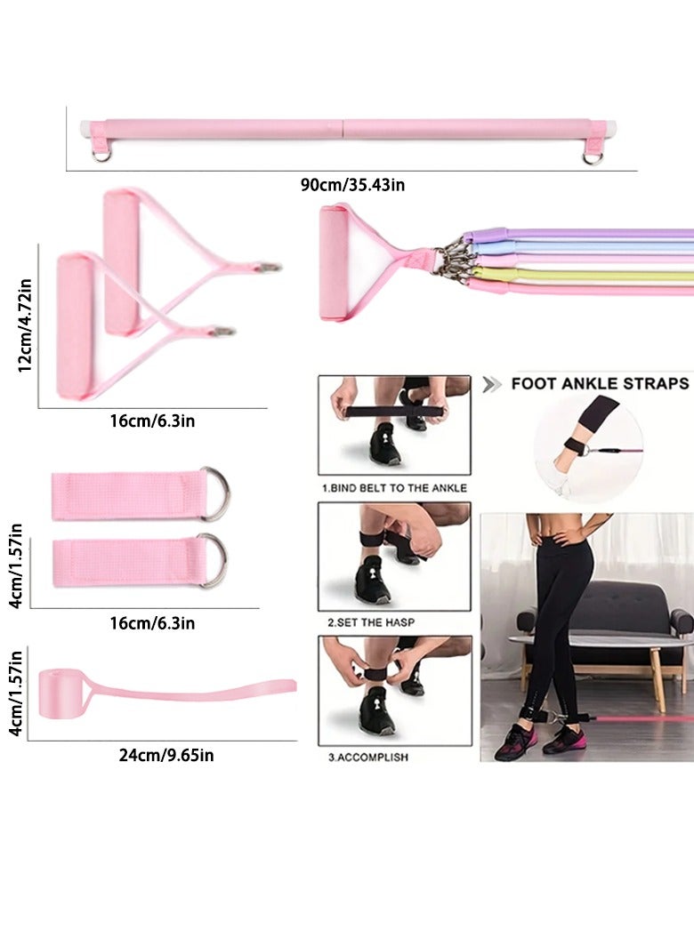 Elastic Pull Rope for Women and Men Multifunctional Fitness Pull Rope Home Abdominal Stretcher Training Pilates Stick Set Of 15 Pieces