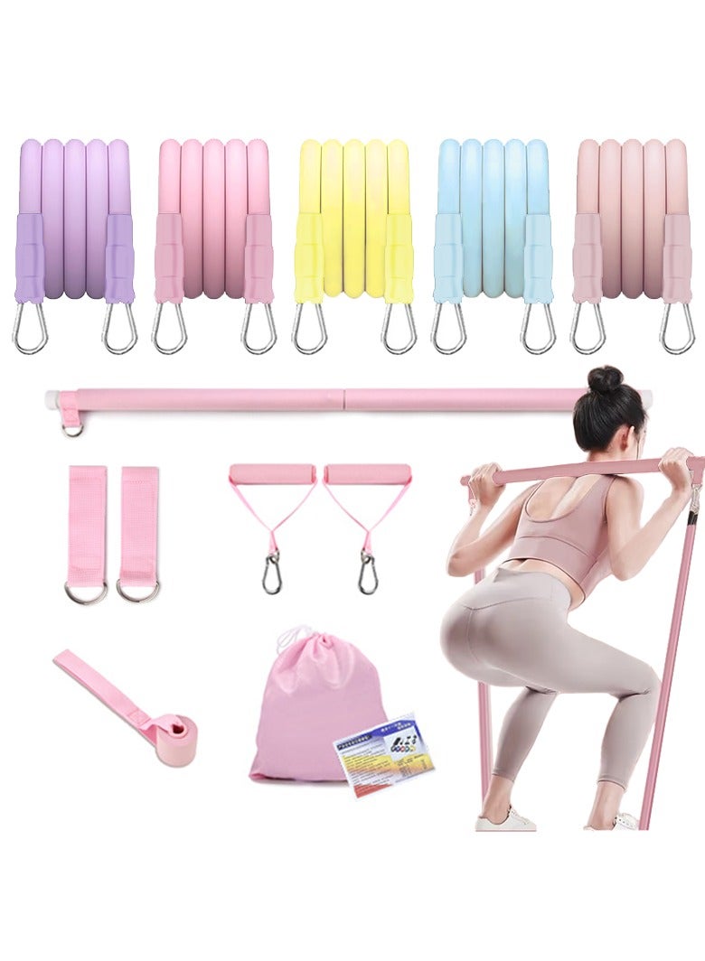 Elastic Pull Rope for Women and Men Multifunctional Fitness Pull Rope Home Abdominal Stretcher Training Pilates Stick Set Of 15 Pieces