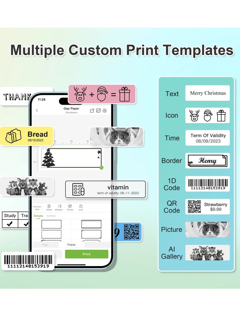 Thermal Label Maker Machine with Tape Wireless Portable Label Printer