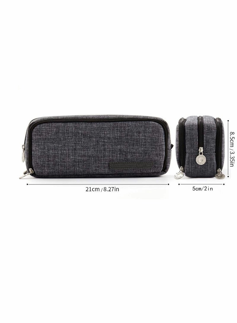 Spacious Canvas Pencil Case with 3 Compartments Ideal for School Students and Teens