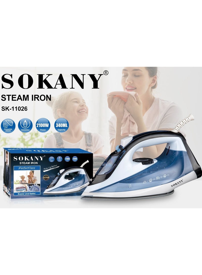 Sokany SK-11026 2100W Electric Iron Automatic Clothes Steam Garment Steam Household Appliances Dry Spray Function Steam Iron