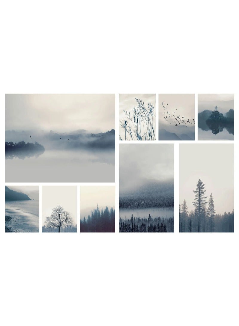 GRONBY blue landscape Picture set of 9 179x112 cm